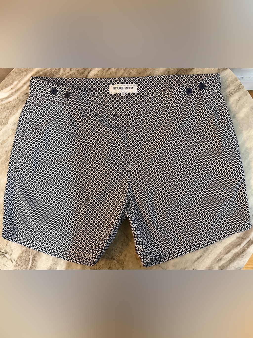 $400 Frescobol Carioca Men's Sport Swim Shorts Trunks Sz 36 Black/White Brazil